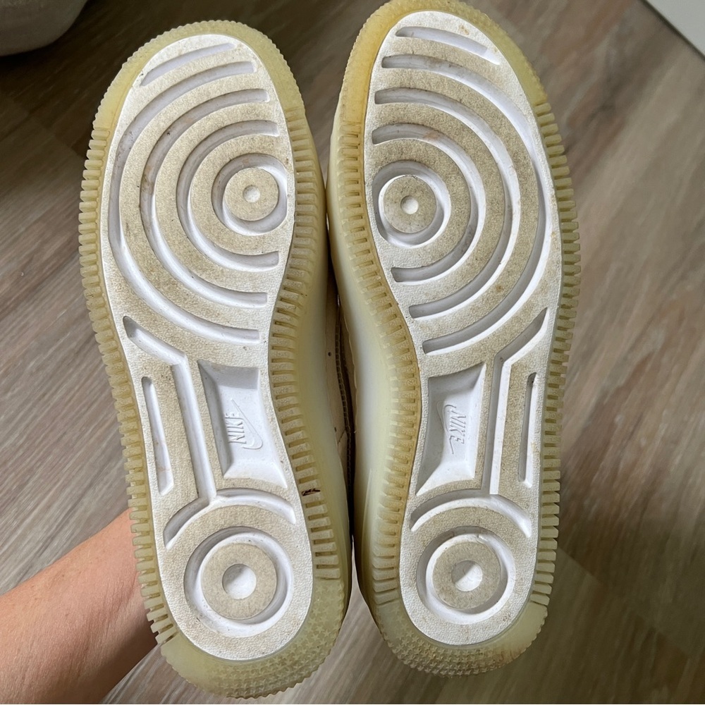 Nike Women's Pale Yellow Suede Air Force 1 Shadow Sneakers - Picture 7 of 8